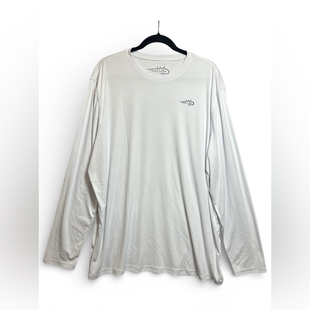 Reel Life Men‎ XXXL Performance Fishing Shirt White Long Sleeve Moisture Wicking